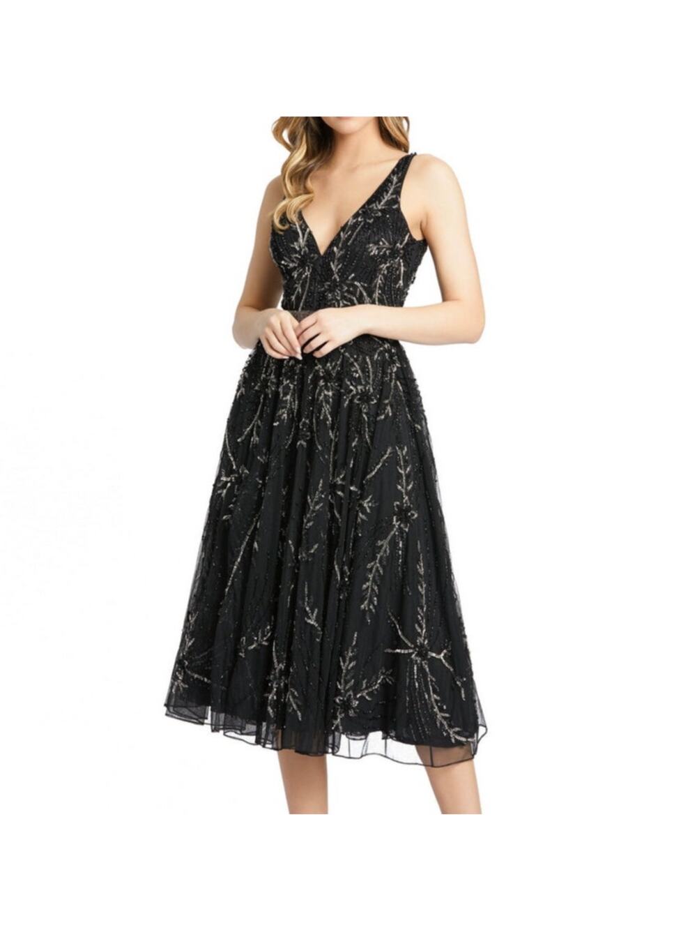Mac Duggal Style 5320 Women's Size 6 Black Beaded Sleeveless Cocktail Dress